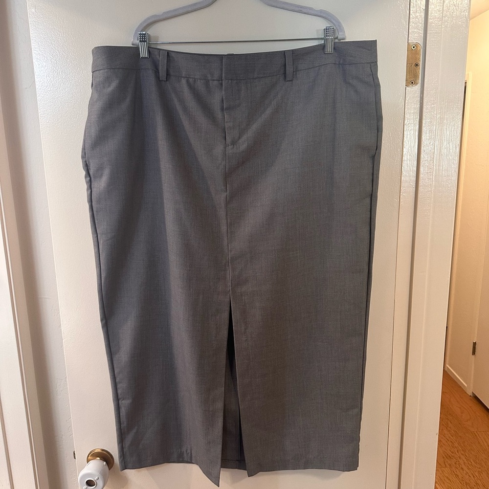 Eloquii Charcoal Gray Pencil Skirt with Front Slit